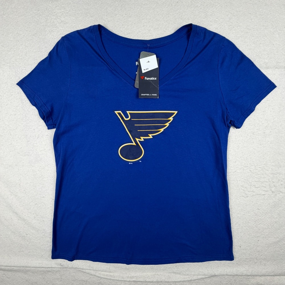 Fanatics St Louis Blues NHL Womens Large Blue V-Neck T-Shirt New With Tags